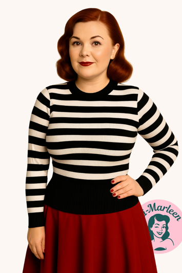 Højhals: Miss Beetlejuice, sort/hvid; En klassiker i dit klædeskab