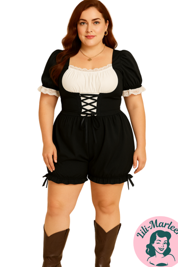 Skånebukser med kant og bånd, sort