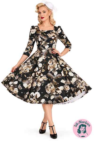 Miss Maggie – Sort vintage 50’er kjole med blomster