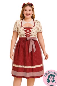 Oktoberkjole - Clementine - i rød/hvid