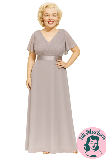 Lang gallakjole - Cornelia, grå